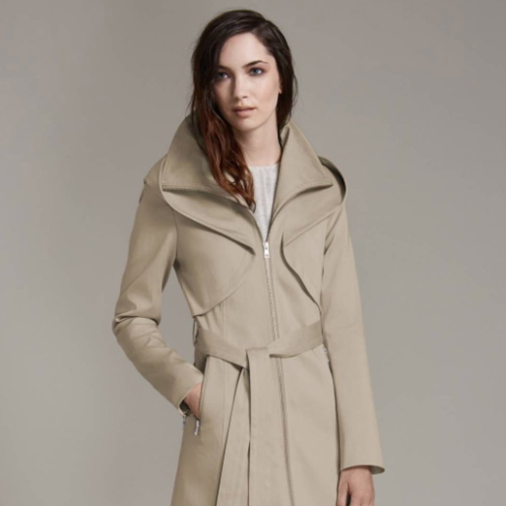 Soia & Kyo Cream Trench Coat with Dramatic Collar